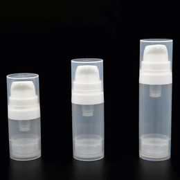 5ml 10ml 15ml Refillable Travel Empty Small Airless Pump Lotion bottles with White Pump Clear or white Cap LX1220