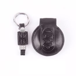 Leather Car Key Cover Shell Case Protection Bag for Mini Cooper JCW One F54 F55 F56 F60 with Keychain2206