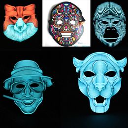 Full Face Clown LED Sound Reactive Mask Sound Activated Street Dance Rave EDM Glowing CosplayParty Mask (without battery)