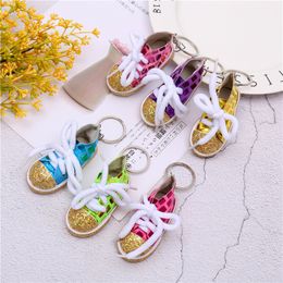 Cute Tenis Shoes Keychain Bag Charm Sparkling Glitter Key Ring Key Holder Gift Sports Mini Sneaker Key Chain Funny Gifts