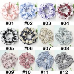 12 style cute lattice Print headband Large intestine Hair Ties Ropes Elastic hair band Girls Ponytail hair accessories Wholesale