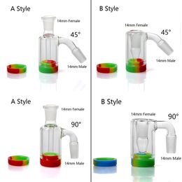 DHL!!! Glass Ash Catcher Bowls With 10ML Silicone Female Male 14mm 18mm Joint, Glass Perc Ashcatcher bong ash catcher Silicone Containe