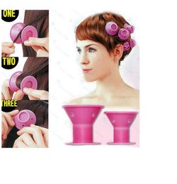 HOT silicone curlers 10Pcs/set Hairstyle Soft Hair Care DIY Peco Roll Hair Style Roller Curler Salon Soft Silicone Pink Colour Hair Roller