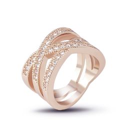 [DDisplay]Fashion Simple Hollow Inlaid 3A Zircon Shining Jewellery Ring Creative Sliver/Gloden Brass Setting Finger Rings Size 6-9