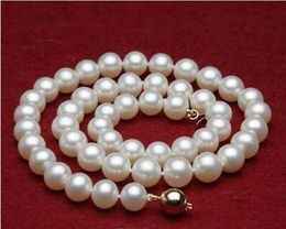 FREE SHIPPING 18" 8-9mm White A Kasumi Freshwater Pearl Necklacwater pearl Tahitian Black Pearls Necklace C ce adjustable Rose Leather Rop