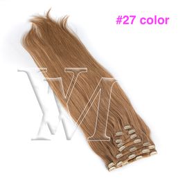 Vmae Clip Ins Unprocessed 120g Natural Colour Golden Full cuticle aligned single donor European Brazilian Human Hair Extensions