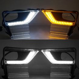 1 Pair LED Daytime Running Light Car Accessories Waterproof 12V DRL Fog Lamp Decoration For Toyota Land Cruiser Prado 2018