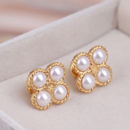 Fashion-material Brand name 4 pcs Pearl beads stud Earring 18k gold plated women stud earring in black and white bead Jewellery PS6638