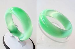 Natural Cat's Eye Stone green opal bracelets shiny emerald green large wide thick crystal bracelet children with jade bracele308f