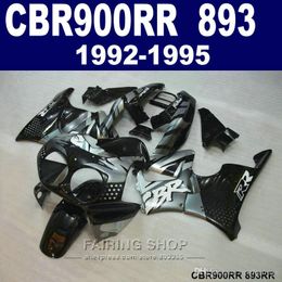 -Personalizza Kit di carenatura della vernice Honda CBR900RR CBR 893 1992-1995 Black Silver Fairings Set CBR 900 RR 09 10 11 CV34
