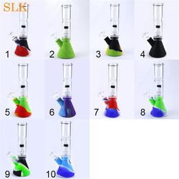 10.2'' beaker design Silicone Water Pipe hookah silicone bubbler bongs FDA smoking pipes tobacco water pipe glass Philtre bong accessories hookahs