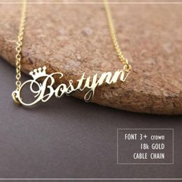 Stainless Steel Rose Gold Color Any Cursive Crown Handmade Name Necklaces Customized Necklace Birthday Gift