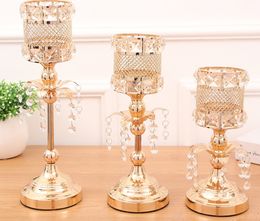 Silver Gold Plated Candlestick Crystal Candelabra Centerpiece Wedding Decoration Romantic Center Table Candlesticks decor34