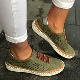2019 Latest Women Shoes Designer Espadrilles Green Mesh Breathable Loafers Vintage Solid Trainers Cheap Outdoor Casual Shoes Size 35-43