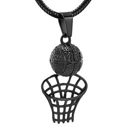 IJD10522 HUMAN CREMATION Jewellery - Funeral Urn Ashes Holder Basketball Shape Boy's Necklace Black Tone Memorial Locket for Son