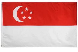 3x5 Singapore Flag National Hanging Flying Polyester Fabric Custom Make your Own Flags and Banners, free shipping