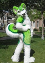 2019 High quality hot green husky fursuit Mascot Costume plush Adult Size Halloween XMAS party Costumes