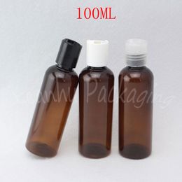 100ML Brown Round Plastic Empty Bottle , 100CC Portable Travel Packaging Bottle , Empty Cosmetic Container ( 50 PC/Lot )