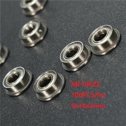 100pcs/lot Free shipping MF106 MF106ZZ F676ZZ F676-ZZ ZZ Flanged Miniature bearings Deep Groove Ball Bearing 6*10*3mm 6x10x3mm