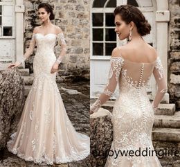 Vestidos Vintage Long Sleeve Wedding Dress 2020 Mermaid Sweetheart Court Train Lace Appliques Bride Wedding Gowns Custom Made