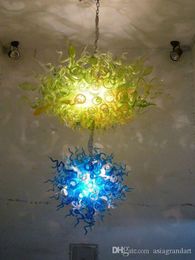 Lampadario di design a doppia luce a LED Lampadario in vetro di Murano soffiato soffiato a mano al 100% Certificato CE UL Hotel Lobby Villa Decor Lampadario