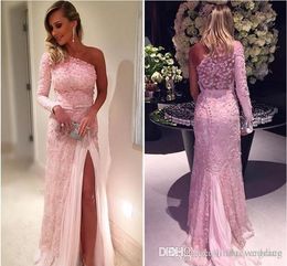 2019 Pink Prom Dress One Shoulder Long Holidays Wear Graduation Evening Party Gown Custom Made Plus Size