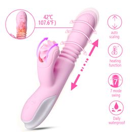 G Spot Dildo Vibrator Silicone Sex Toys For Women Heating Scalable Tongue Licking Wand Clitoris Massager SHAKI Adult Sex Shop CY200520