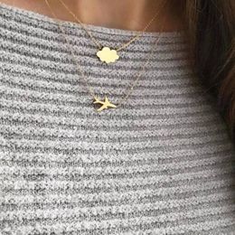 Boho Fashion Double layer Aeroplane Could Gold Colour Conch Pendants Necklace For Women Ocean Beach Necklace Jewellery