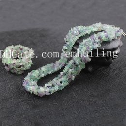 5 Sets Irregular Polished Natural Semi Precious Gemstone Beads Chips Necklace Bracelet Set Turquoise Rose Quartz Amethyst Carnelian Fluorite