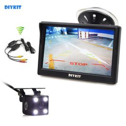 DIYKIT Drahtlose wasserdichte HD-Rückfahrkamera, LED-Nachtsicht + 5-Zoll-LCD-Display, Rückfahrmonitor, Auto-Monitor