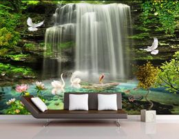 Custom Wallpaper Home Decorative Background Mural 3D Waterfall scenery Stereo TV Wall mural 3d wallpaper
