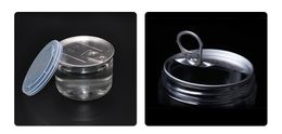 Newest plastic clear food grade storage container can 450ml dry herb PET easy open end ring pull tab empty fish tuna tin can