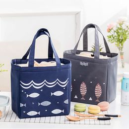 Thermal Lunch Bags Fish Pattern Waterproof Cartoon Style Women Supplies Large Food Picnic Bag Portable Oxford Storage Tote
