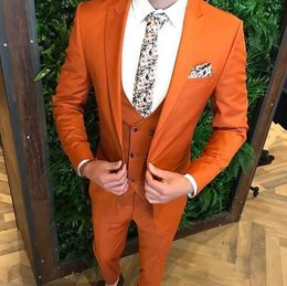 Handsome One Button Groomsmen Peak Lapel Groom Tuxedos Men Suits Wedding/Prom/Dinner Best Man Blazer(Jacket+Pants+Tie+Vest) 789