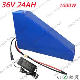 No Customs Taxs 36V 1000W Triangle Battery 36V 24AH E Bike Battery 36V Lithium Battery Pack with Free bag 30A BMS 42V 2A charger
