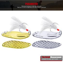 5pcs/set Fishing Lure Big Game Sequin Bait Gold Silver Hook Metal Spoon Lure with Feather 5g 10g 15g 20g 28g Mix Styles