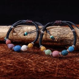 New Colorful Lava Rock beads charm bracelets women's Essential Oil Diffuser stone leather Braided rope Bangle For Ladies Fashion Jewelry
