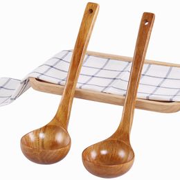 Soup spoon wooden large long handle hot pot porridge spoon oil kitchen special solid catering wood spoon