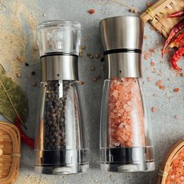 Two Style Pepper Sea Salt Grinder Manual Kitchen Spice Mill 5 Gear Position Adjustable Peper Mill Porcelain Grinding Mills