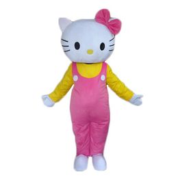 -2019 Venta directa de fábrica mascota gato rosado traje animal de Halloween Bestia de Navidad Rendimiento traje de la mascota del tamaño adulto