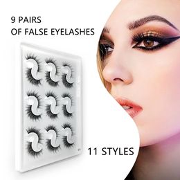 9Pairs false eyelashes 9D Mink Eyelashes Long Lasting Mink Lashes Natural Dramatic Volume Eyelashes Extension Fake Lashes Makeup Tool