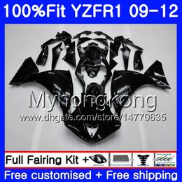 Injection For YAMAHA YZF 1000 R 1 YZF-1000 YZFR1 09 10 11 12 241HM.1 YZF R1 YZF1000 YZF-R1 Glossy black HOT 2009 2010 2011 2012 Fairing Kit