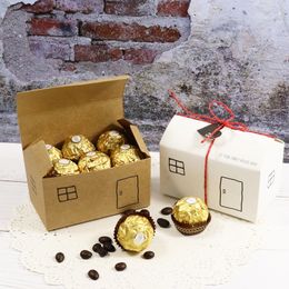 House Shape Gift Boxes with Tag & Rope Biscuit Candy Cookie Paper Box for Christmas Baby Shower Wedding Party Decoration