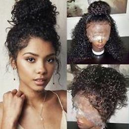 Kinky curly human hair wigs for black women full lace front brazilian remy wig wholesale hd lpre plucked with baby hairs 130% Density diva1