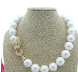 Charming 18 mm white shell pearl necklace micro inlay zircon dragon head accessories necklace long 48 cm