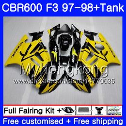 Bodys +Tank For HONDA CBR600FS CBR 600F3 yellow black hot CBR 600 F3 FS 97 98 290HM.33 CBR600RR CBR600F3 1997 1998 CBR600 F3 97 98 Fairing