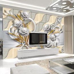 Custom Photo Wallpaper 3d Three-Dimensional Jewellery Flower Relief Living Room Bedroom Background Wall Decoration Wallpaper