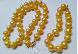 set of8-9mm south sea baroque gold pearl necklace 18