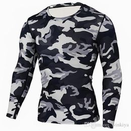 Neue Camouflage Military T Shirt Bodybuilding Strumpfhosen Fitness Männer Quick Dry Camo Langarm T-shirts Crossfit Kompression Shirt