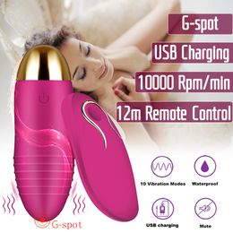 Meselo USB Rechargeable Mute Vibrator Egg 12M Wireless Remote Control 10 Speed Vibrator Sex Toys for Women 3 Colors Erotic Toys Y191217